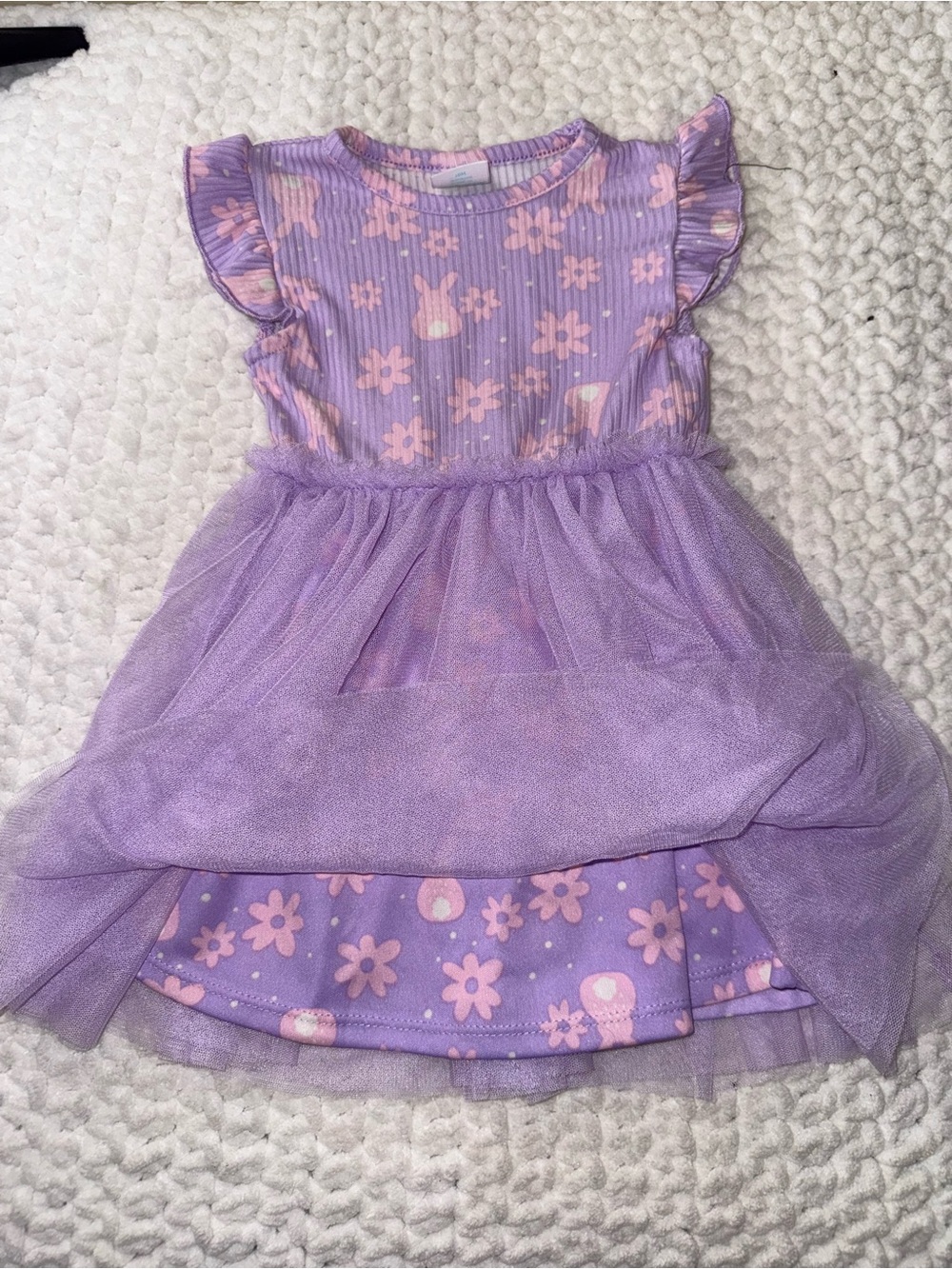 Girls Purple Floral Tulle Dress
